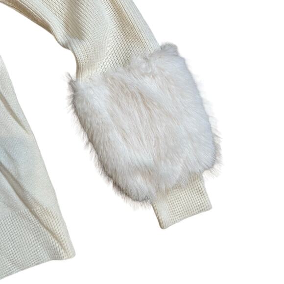 NWT $395 RAMY BROOK Brody Faux Fur Trim Wool & Cashmere Sweater XS - Picture 4 of 10